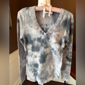 Michael Stars Women’s Cotton Layla V-Neck Tee, Size S, Midnight Combo, MWT